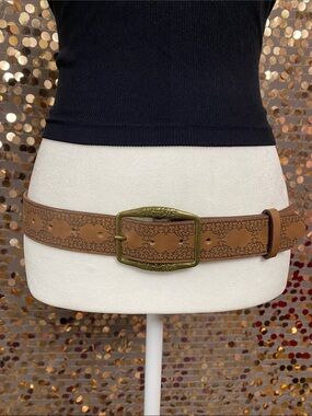 Brown belt with gold tone buckle #340